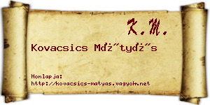 Kovacsics Mátyás névjegykártya